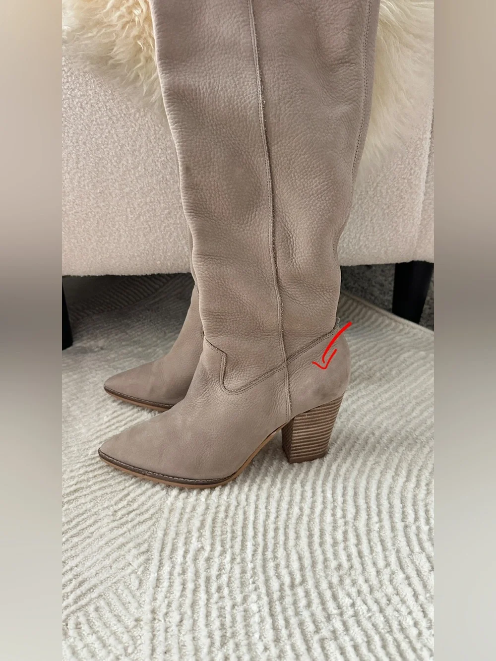 Lucky Brand Tall Leather Western Boots in Taupe Greige Size 8.5M